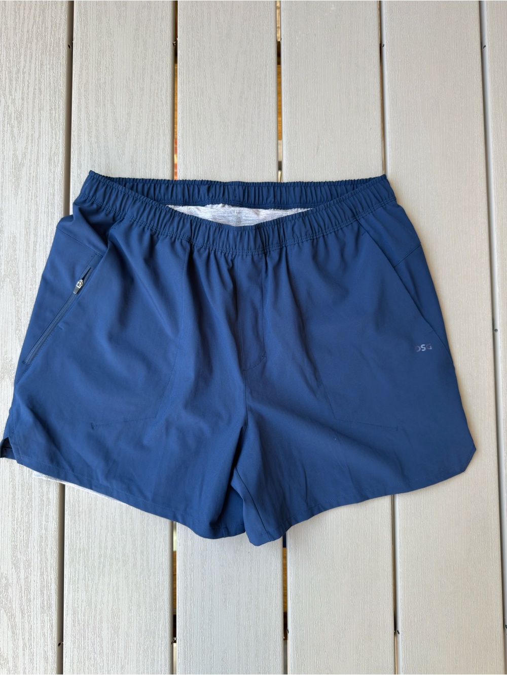 DSG Men’s Large Blue Lined Athletic Running Workout Shorts Zip Pocket